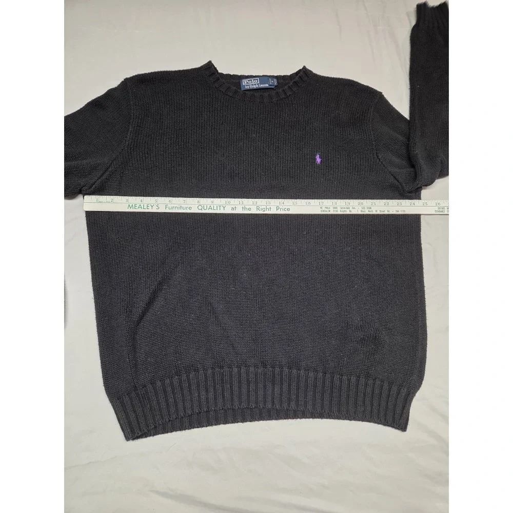 VTG Polo Ralph Lauren 100% Cotton Black Pullover Sweater Men's L